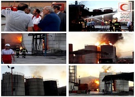 کارخانه نفت پارک ماد کرمانشاه در آتش سوخت / یک کشته و دو زخمی در این آتش سوزی